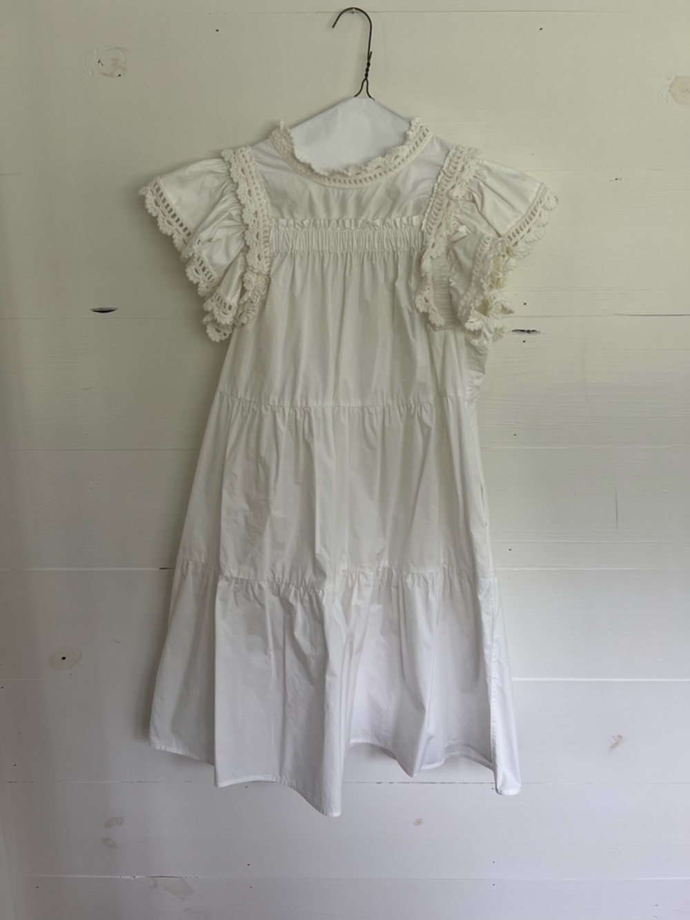 Sea New York White Cotton Lace-Trim Midi Dress